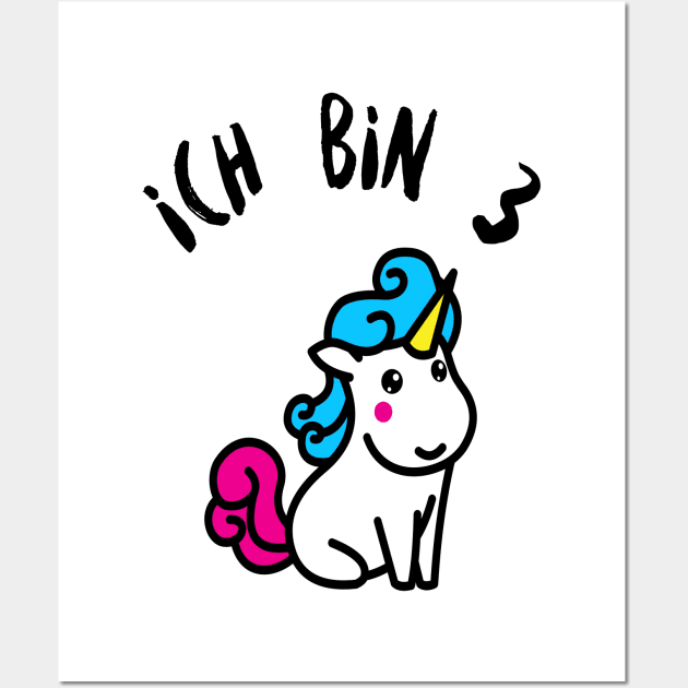 Ich bin 3 Einhorn Wall Art by FromBerlinGift